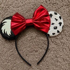 Red Bow Sequin Mouse Ears Headband